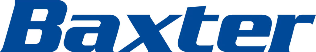 Logotipo oficial de Baxter, líder global en productos médicos y hospitalarios