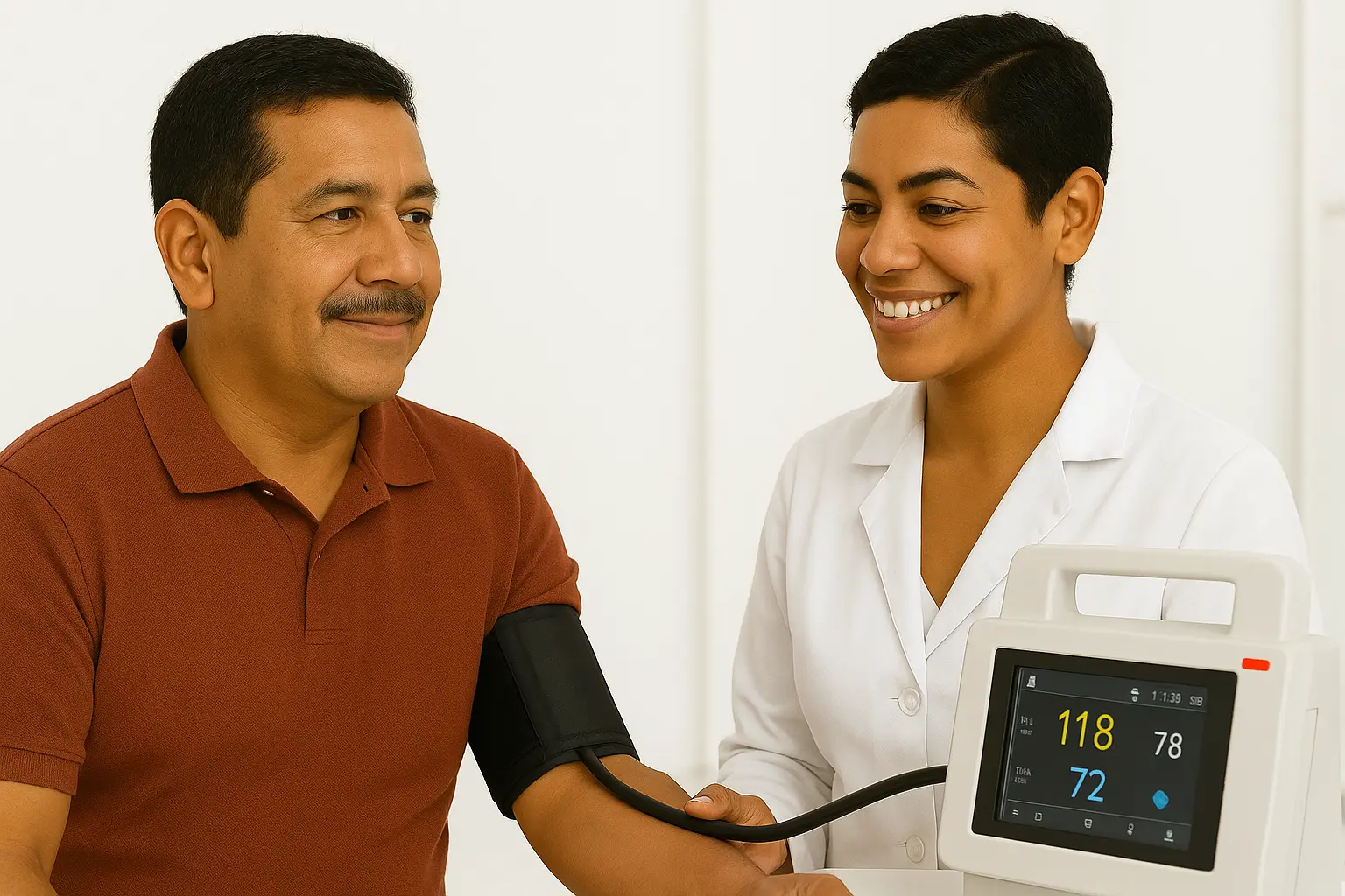 Consulta médica con monitoreo digital de signos vitales