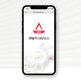 Aplicación myAnalytics de Seca visualizada en un smartphone