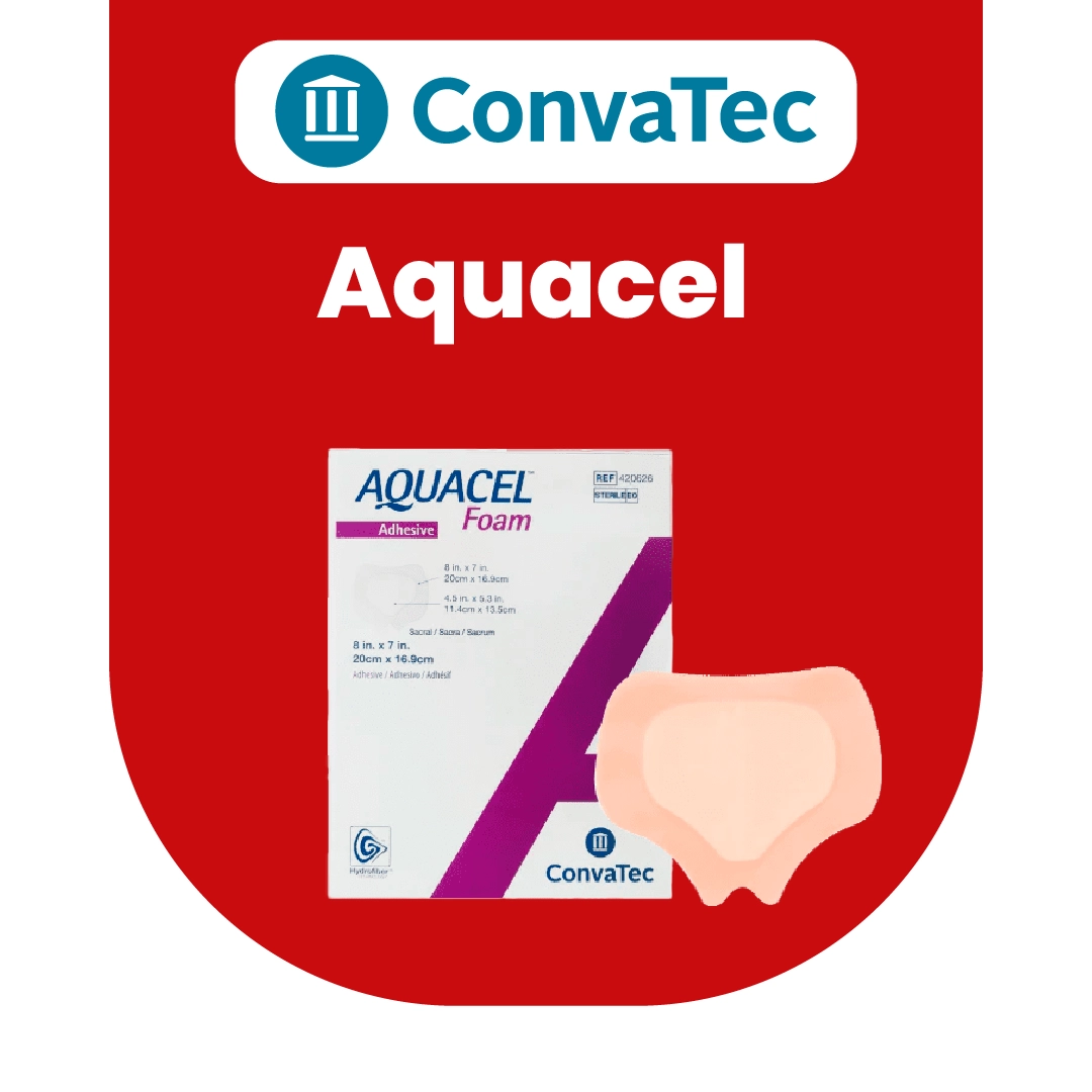 Apósito adhesivo Aquacel Foam de Convatec para el manejo avanzado de heridas, con excelente absorción y protección