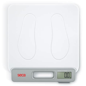 Detalle de la superficie antideslizante y antimicrobiana de la báscula seca 874+