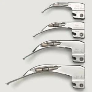 Hoja curva laringoscopio MacIntosh luz halógena Welch Allyn en acero inoxidable, todos los tamañosHoja curva laringoscopio MacIntosh luz halógena Welch Allyn en acero inoxidable, tamaños 1 (69041), 2 (69042), 3 (69043) y 4 (69044)