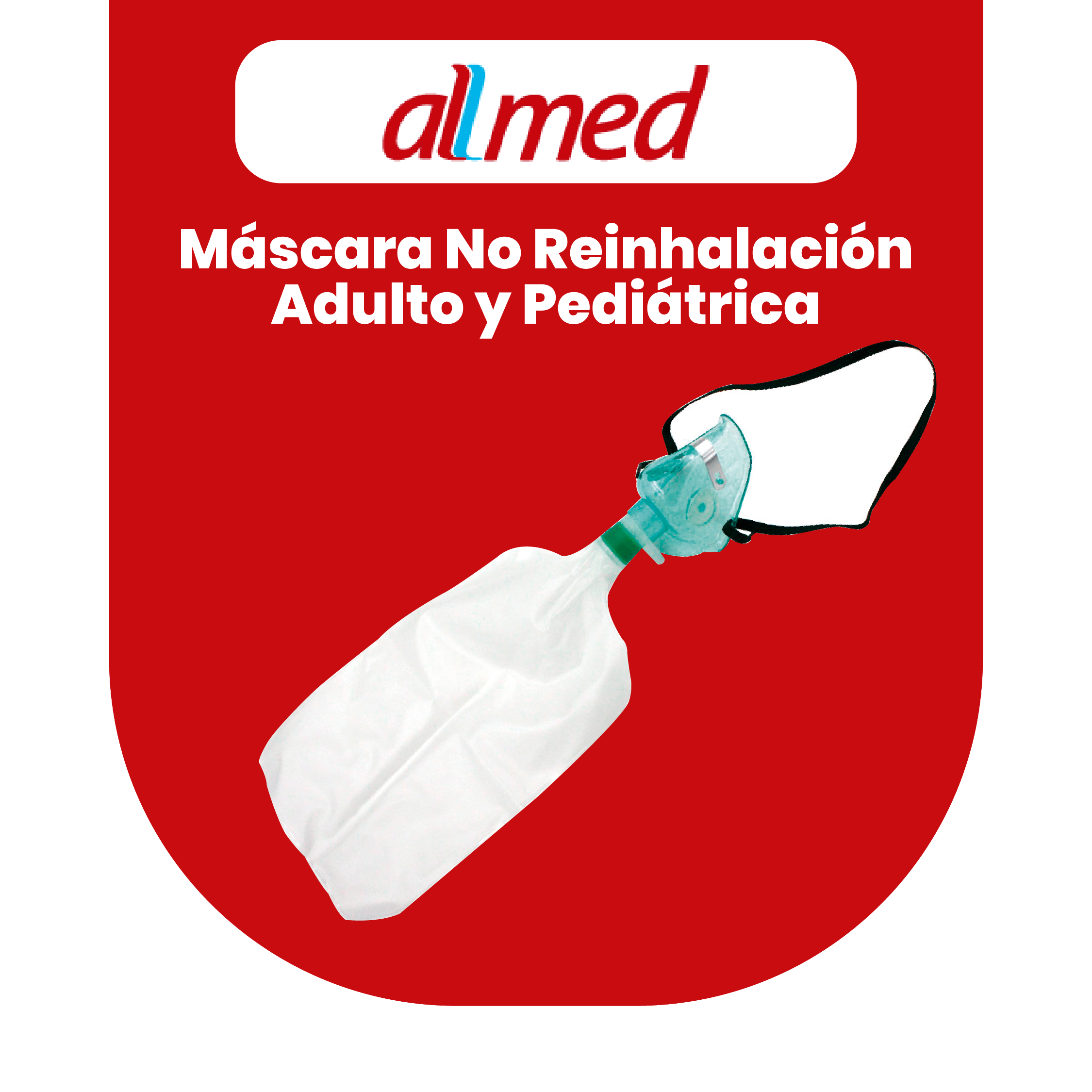 Máscara de no reinhalación Allmed con reservorio para adulto y pediátrico