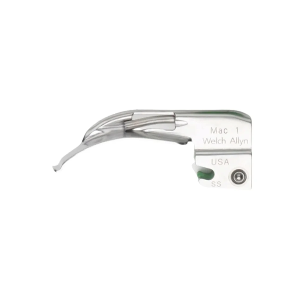 Hoja laringoscopio curva Welch Allyn 69211 con iluminación de fibra óptica para intubación en clínicas.