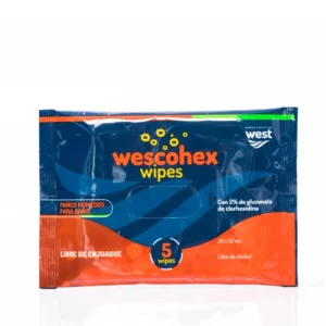 Paños húmedos antisépticos Wescohex Wipes 5 unidades para limpieza y protección de la piel