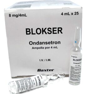 Ampolla de ondansetrón Blokser Baxter 8 mg en 4 ml para uso hospitalario