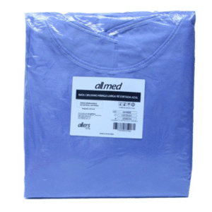 Bata desechable manga larga azul resortada Allmed para uso clínico