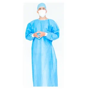 Bata desechable antifluido con puño de algodón Allmed para protección del personal de salud, paquete de 10 unidades, uso único no estéril