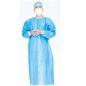 Bata desechable puño algodón Allmed talla L Paquete x10 para personal de salud en hospitales y clínicas