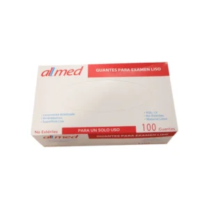 Guantes látex Allmed Caja 100 Talla XS lisos color natural clínico