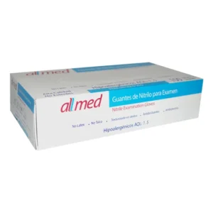 Guantes de nitrilo Allmed M caja 100 azules microtexturizados para examen clínico