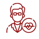 Ícono de cardiología para evaluación de riesgos cardiovasculares asociados a grasa visceral e inflamación.