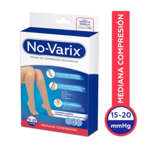 Media No-Varix hasta la rodilla para dama color visón talla L-G con compresión médica 15–20 mmHg.