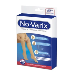 Media No-Varix hasta la rodilla color visón talla XLarge con compresión médica.