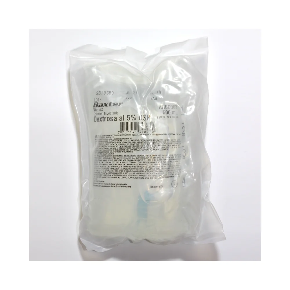 Dextrosa al 5% en agua Baxter ARB0063 en bolsa de PVC por 500 ml