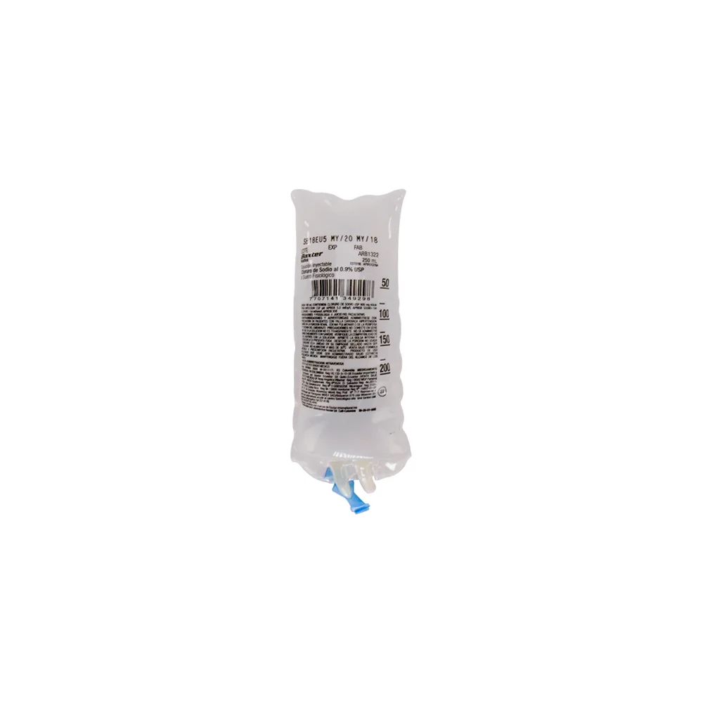 Solución salina 0.9% Baxter ARB1301 en bolsa de 50 ml para dilución de medicamentos