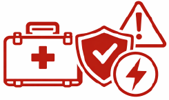 Icono de respuesta a emergencias médicas con desfibrilador DEA