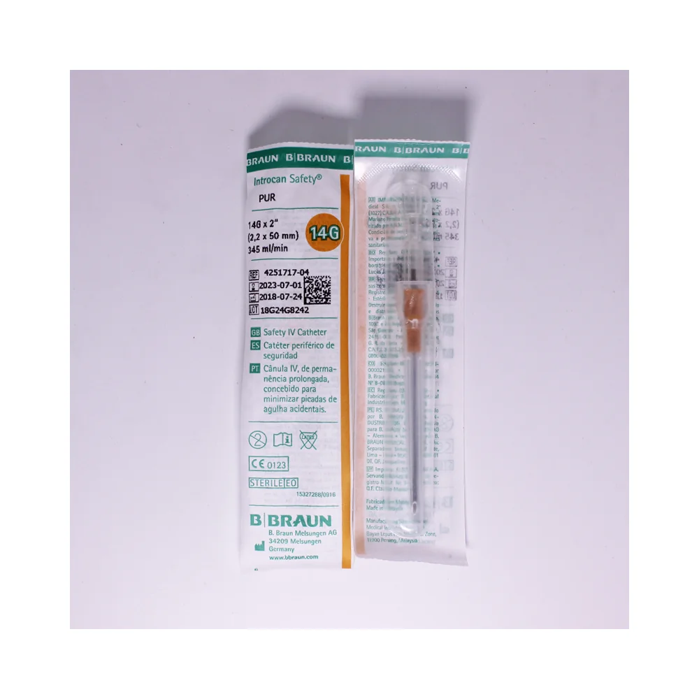 Catéter intravenoso Introcan Safety B. Braun 14 G de 2,2 x 50 mm con seguridad pasiva automática