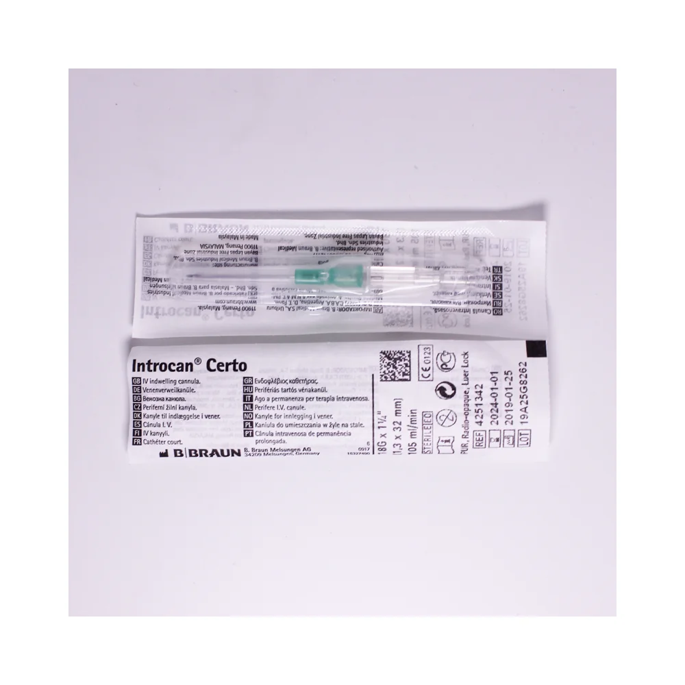 Catéter intravenoso Introcan Certo B. Braun G-18 x 32 mm con conector luer-lock