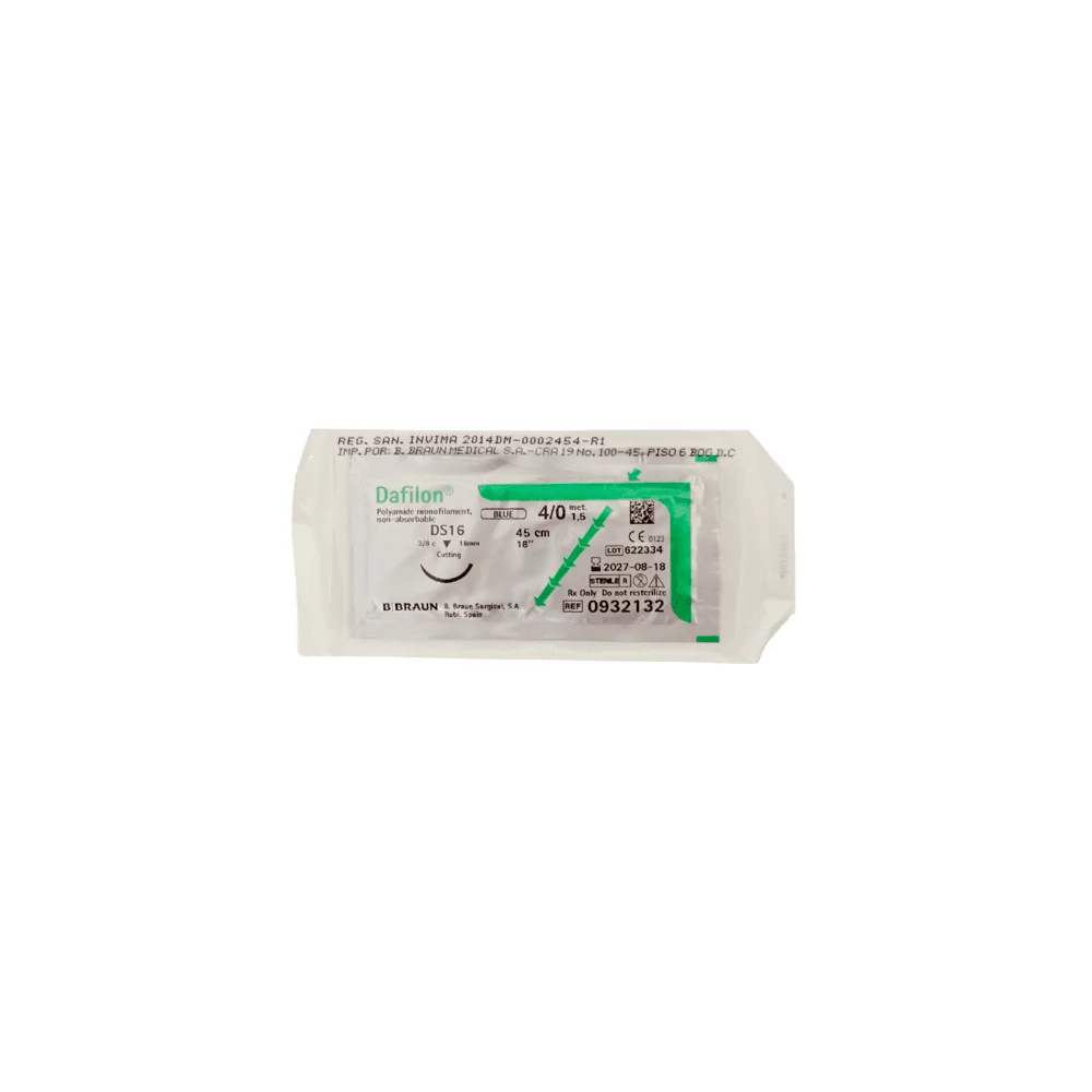 Sutura monofilar de poliamida azul Dafilon B. Braun no absorbible con aguja de acero