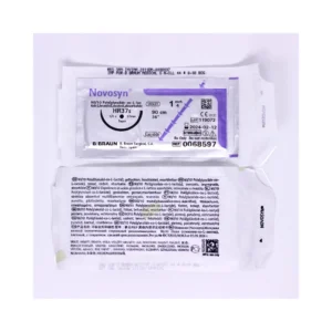 Sutura absorbible trenzada Novosyn B. Braun violeta con aguja atraumática de acero inoxidable