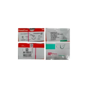 Sutura PremiCron B. Braun de poliéster trenzado verde no absorbible con aguja de acero inoxidable