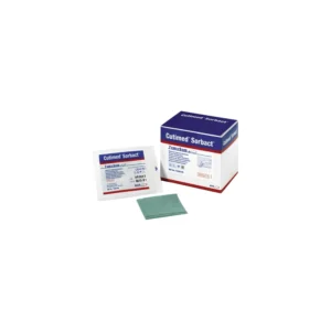 Compresa estéril Cutimed Sorbact de 7 x 9 cm con capa de contacto verde