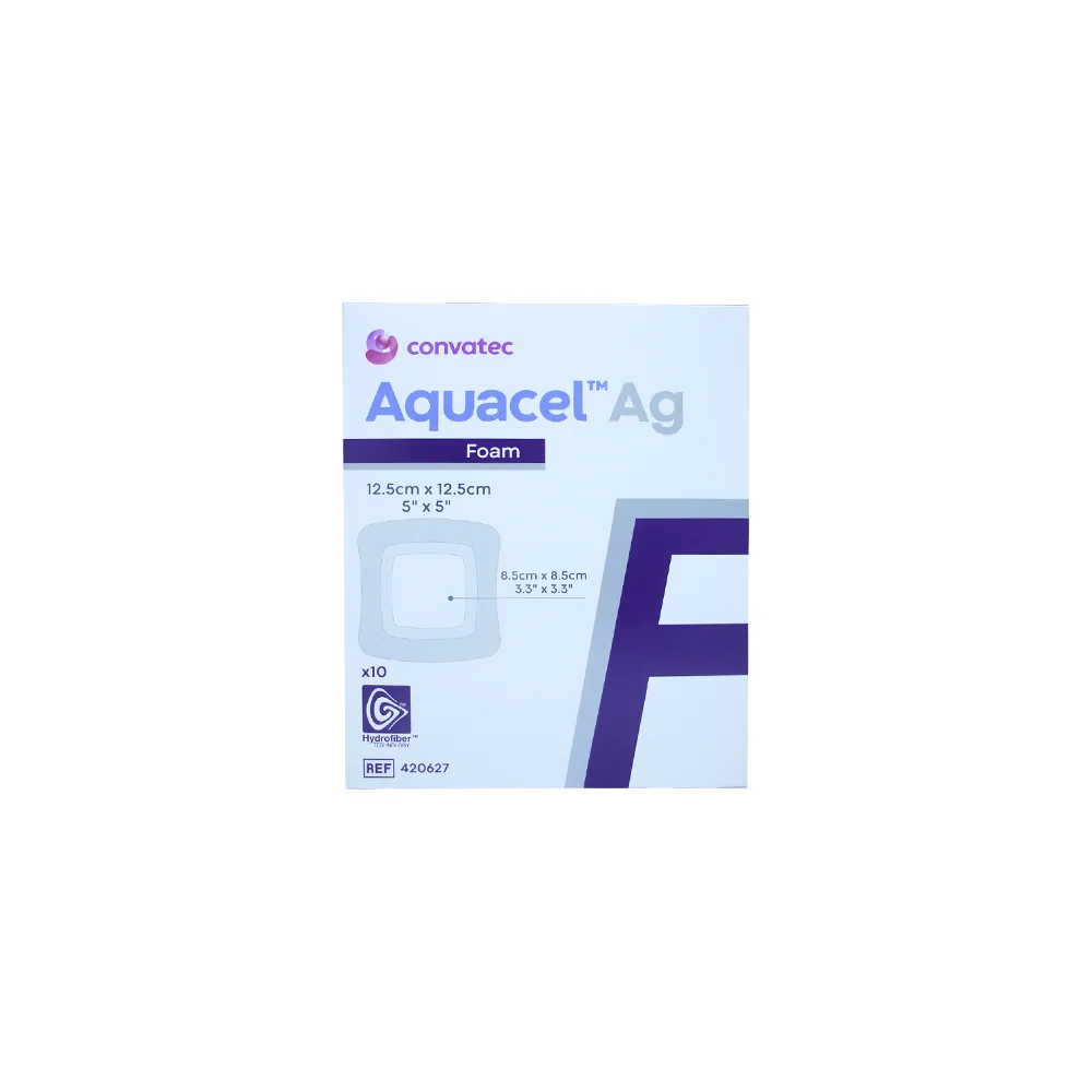 Apósito Aquacel Foam Ag adhesivo de Convatec, espuma con Hydrofiber y plata iónica para curación avanzada