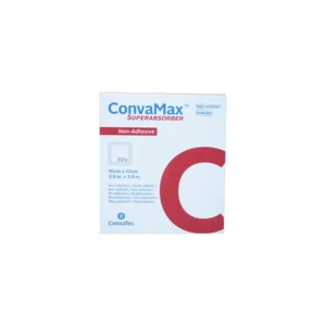 Apósito superabsorbente ConvaMax no adhesivo de Convatec con capa de respaldo azul impermeable
