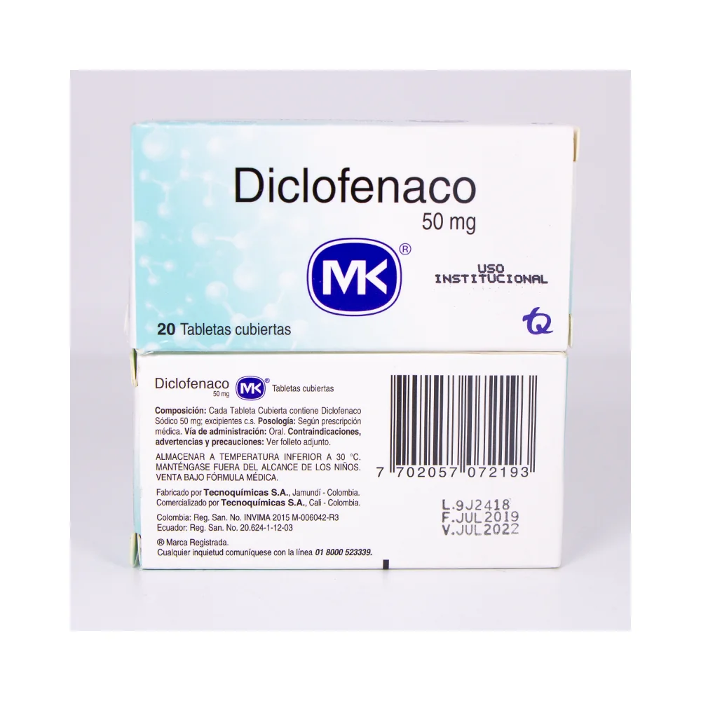Diclofenaco Sódico MK 50 mg Tabletas — MK