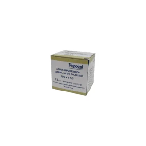 Aguja hipodérmica desechable Dispocol con tapa protectora de polipropileno