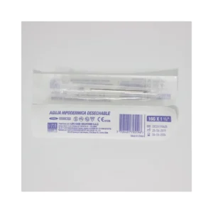 Aguja hipodérmica desechable estéril Lifecare con cubierta protectora y conector luer slip