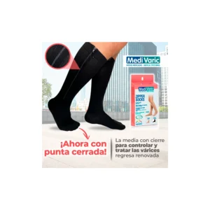 Media de Compresión Unisex 15-20 mmHg Cierre y puntera S — Medivaric
