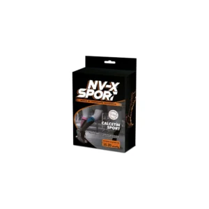 Media deportiva de compresión No-Varix NV-X Sport 15-20 mmHg en negro con detalles de color