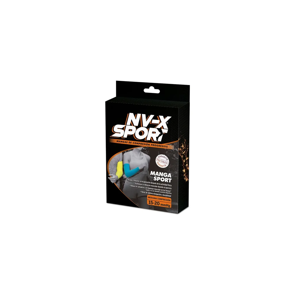 Manga de compresión deportiva NV-X Sport de No-Varix, color negro, textura opaca, de 15-20 mmHg