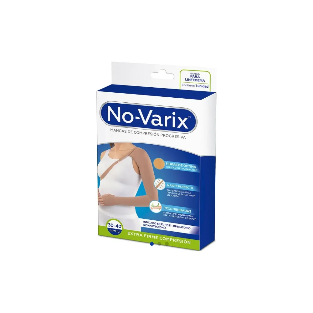 Manga de compresión No-Varix para linfedema de brazo, color beige, textura opaca, 30-40 mmHg