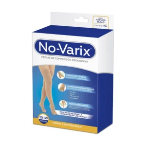Media de compresión No-Varix al muslo 20-30 mmHg de la línea opaca, en color beige