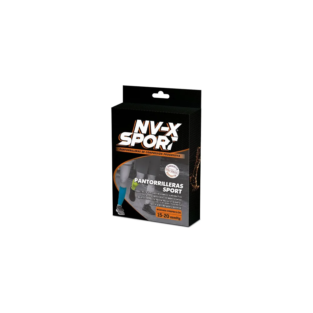 Pantorrillera deportiva No-Varix unisex de compresión progresiva 15-20 mmHg en color negro