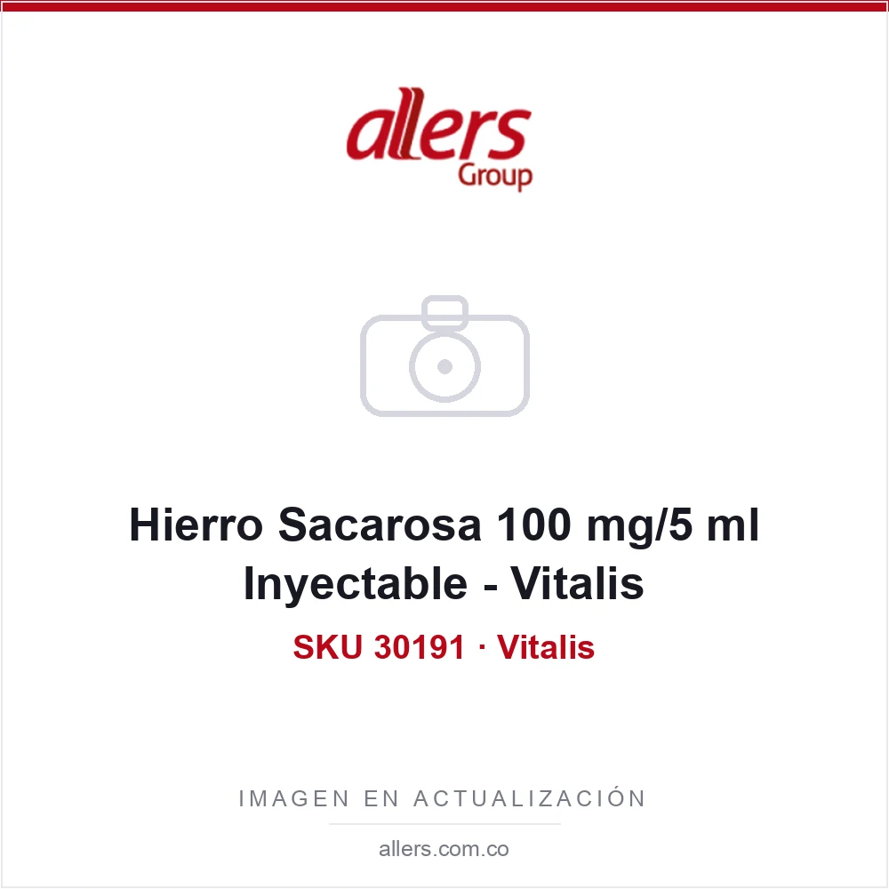 Hierro Sacarosa 100 mg/5 ml Inyectable - Vitalis