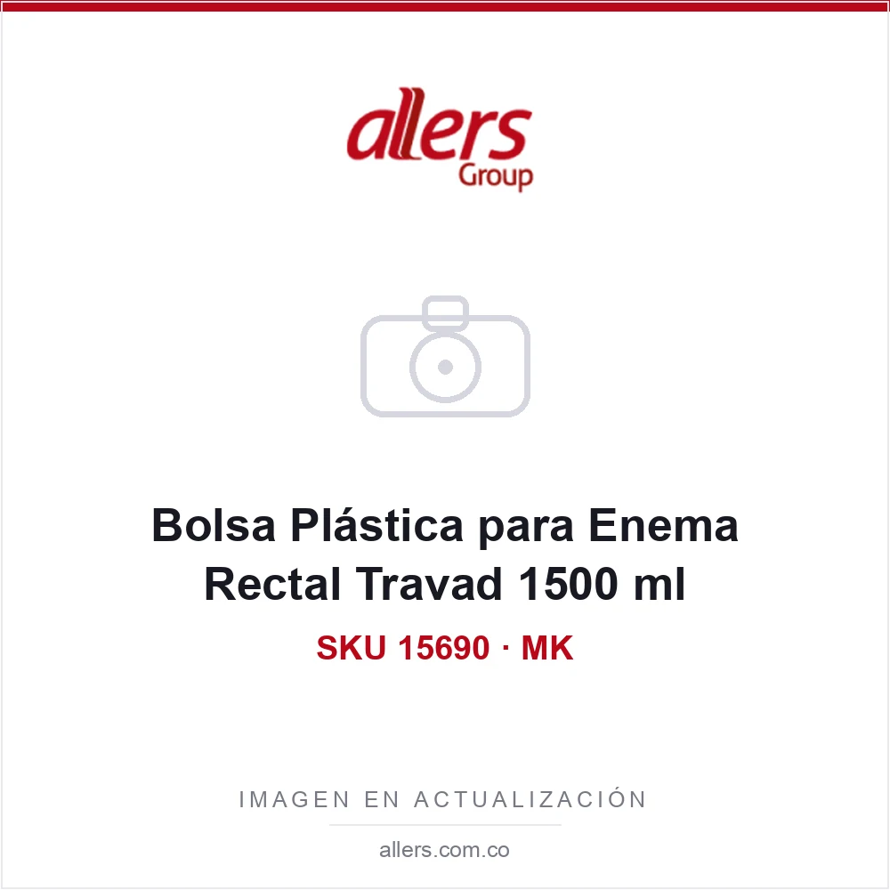 Bolsa plástica Travad de 1500 ml para administración de enema rectal, marca MK / Tecnoquímicas