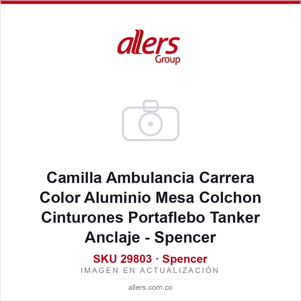 Camilla Ambulancia Carrera Color Aluminio Mesa Colchon Cinturones Portaflebo Tanker Anclaje - Spencer