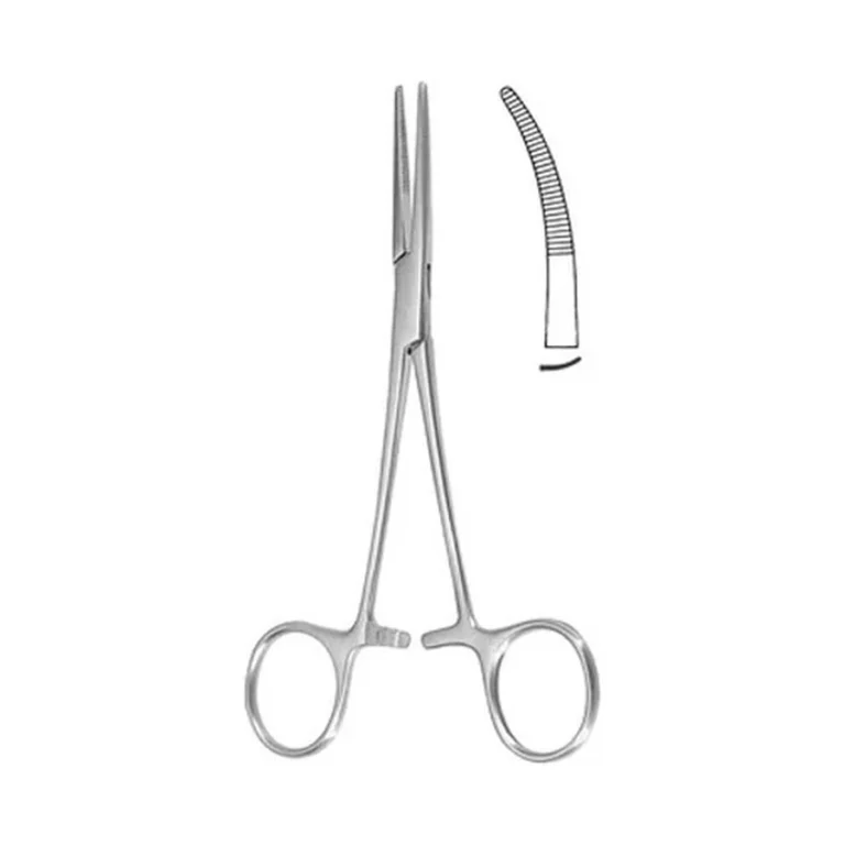 Pinza hemostática Kelly con estriado solo en la mitad distal de la rama