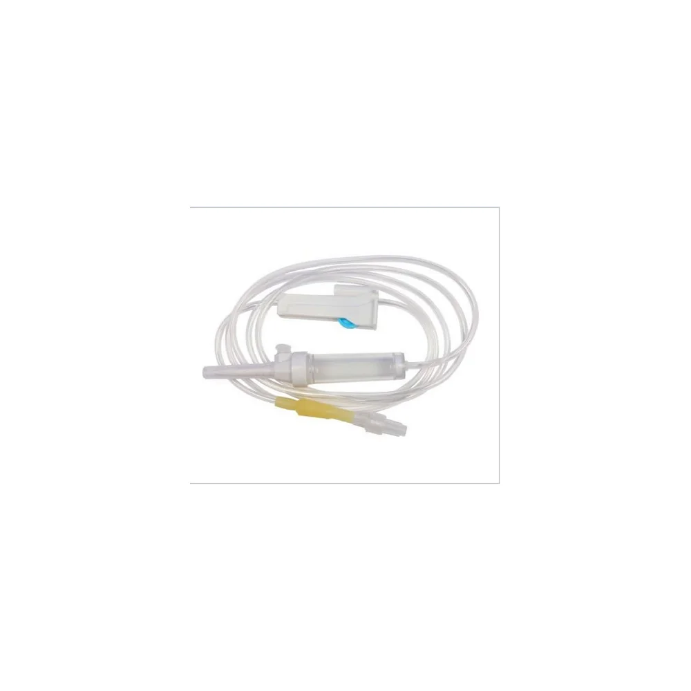 Equipo de infusión macrogoteo desechable Precision Care con cámara de goteo y regulador de flujo