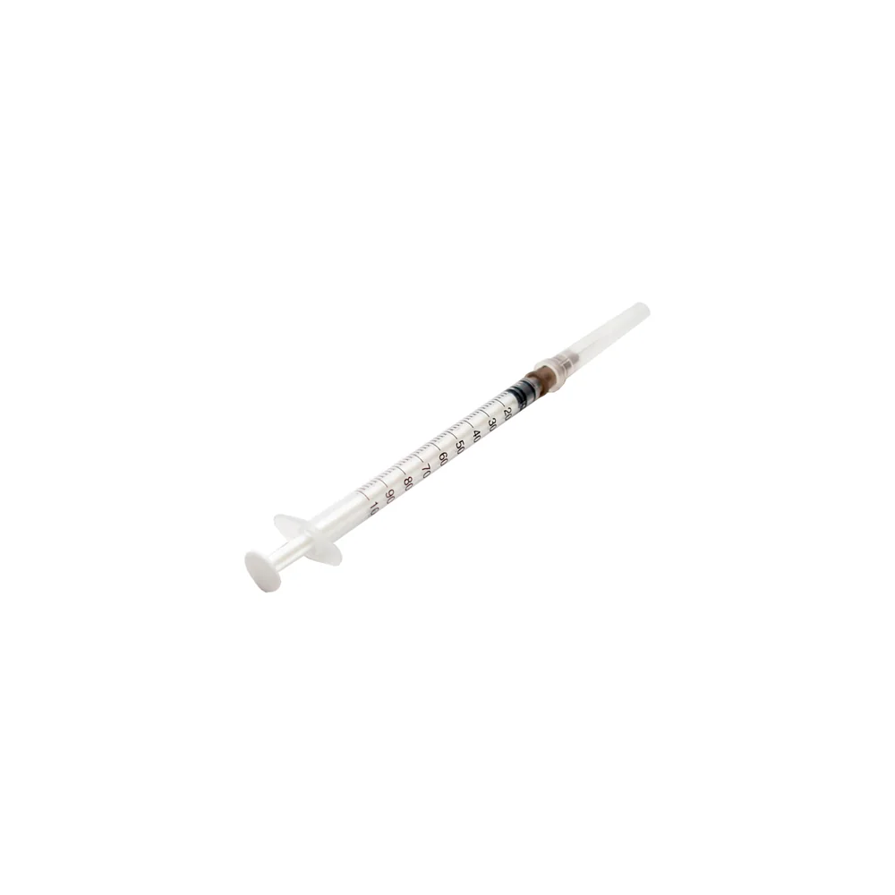 Jeringa de insulina de 1 ml Precision Care con cilindro transparente graduado y aguja con protector