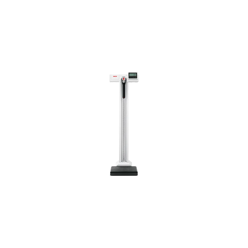 Báscula digital de columna Seca 777 con tallímetro integrado y pantalla a la altura de los ojos