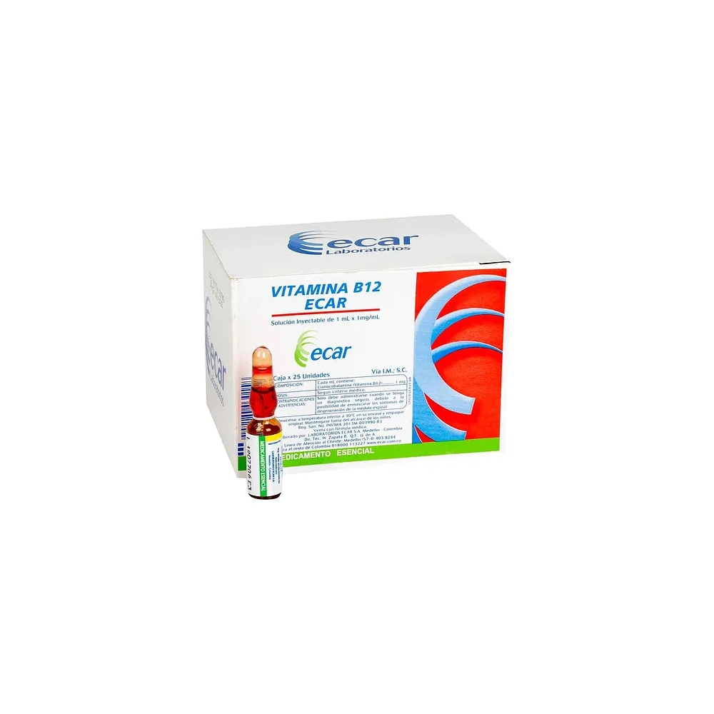 Vitamina B12 Solución Inyectable 1 mg/1 ml - ECAR