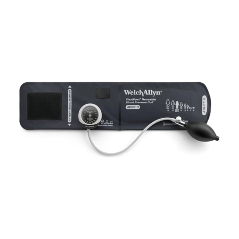 Tensiómetro aneroide integrado Welch Allyn DuraShock DS45-11 Serie Plata sobre manguito FlexiPort