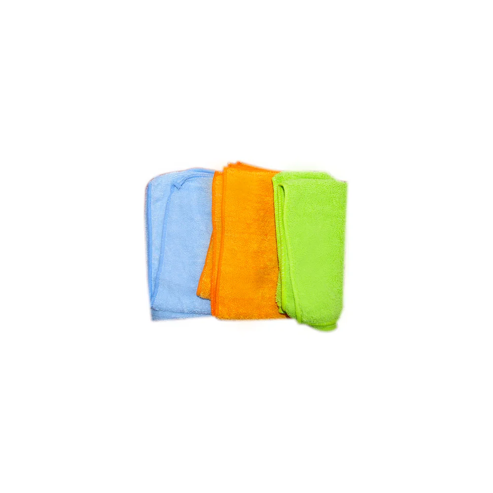 Paños de microfibra West Química en azul, naranja y verde para código de colores hospitalario