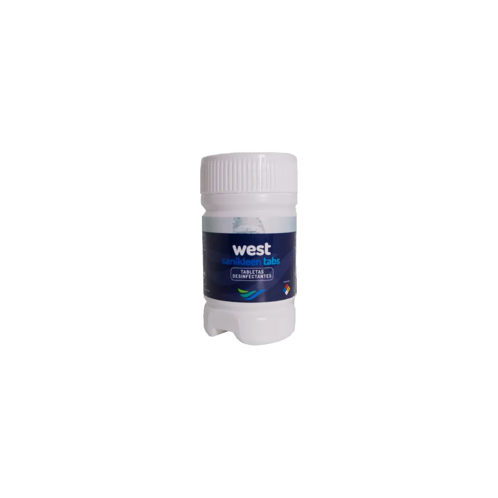Tabletas desinfectantes Sanikleen Tabs de West Química con cloro orgánico para desinfección hospitalaria