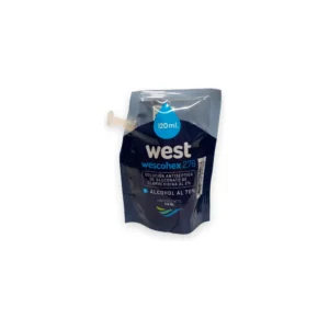 Frasco de Wescohex 270 solución antiséptica de clorhexidina al 2% con alcohol al 70% de West Química